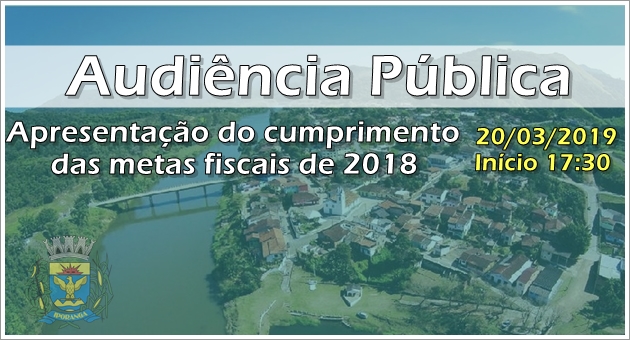 Audiência pública de apresentação do cumprimento das metas fiscais de 2018